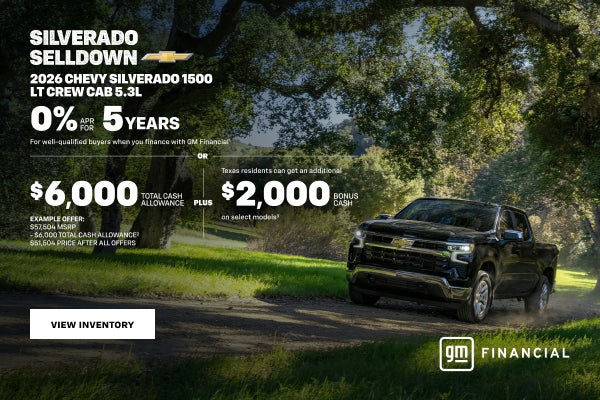2026 Chevy Silverado 1500 LT Crew Cab 5.3L. 0% APR for 5 years For well-qualified buyers when you...